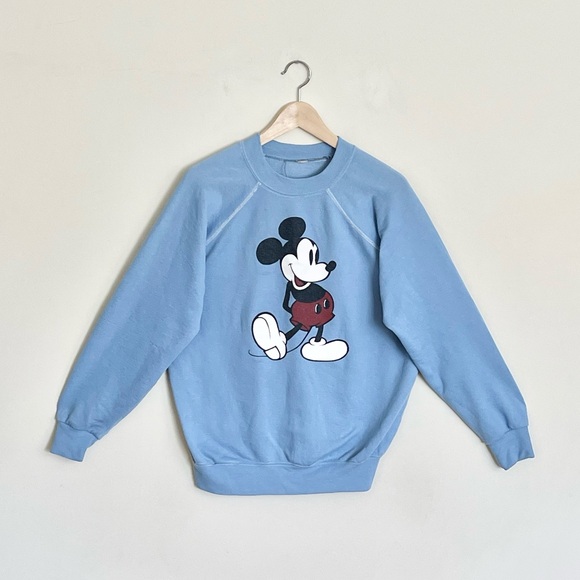 Vintage 70s 80s Disney Productions Mickey Mouse Graphic Blue Sweatshirt Adult XL - Picture 1 of 11